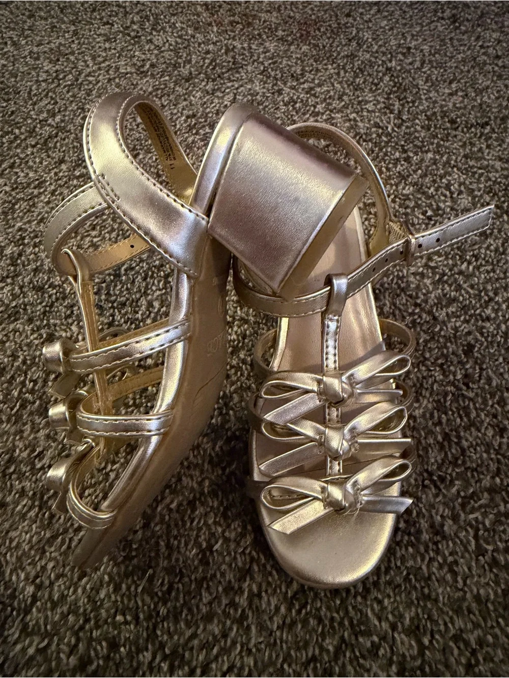 The Children's Place Metallic Gold Bow T-Strap Sandals